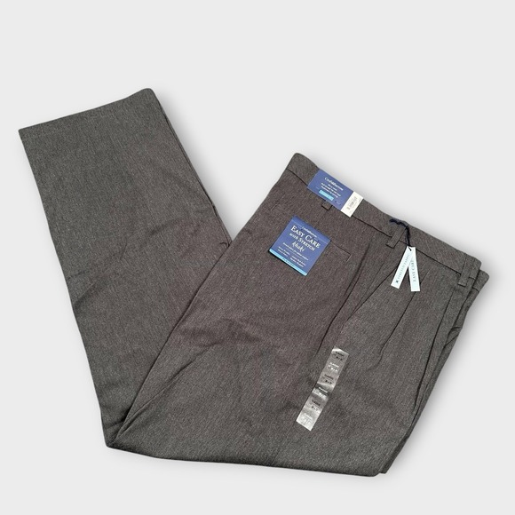 Croft & Barrow Pants Men 36X32 Khaki Gray Pleated Easy Care Stretch Classic Fit - Picture 1 of 8